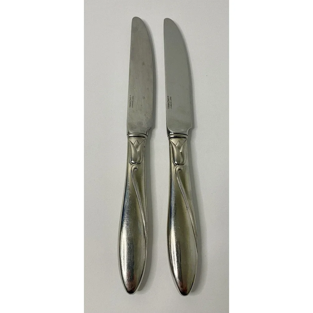 Yamazaki Raceme Japan Stainless Steel Flatware Dinner Knives Lot Of 2 Silver